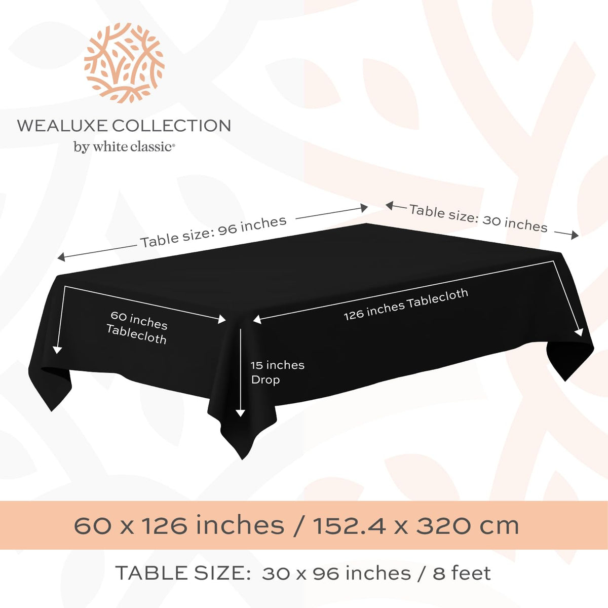 White Classic WEALUXE two-pack tablecloths folded for quick replacement.