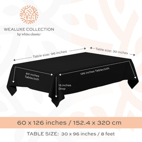 White Classic WEALUXE two-pack tablecloths folded for quick replacement.