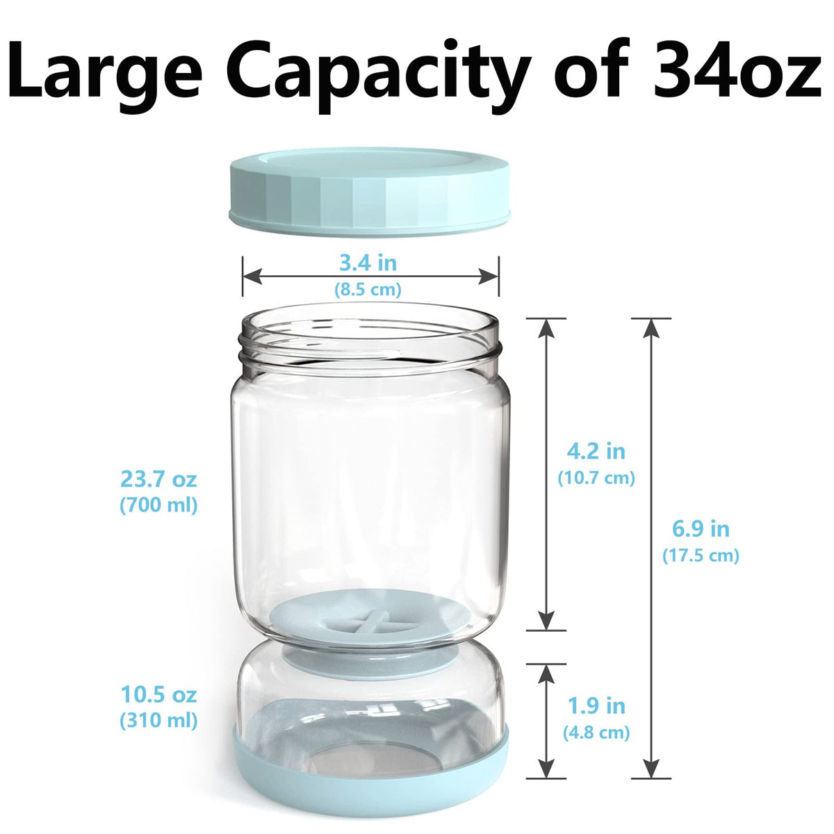 WhiteRhino 34oz pickle container wide mouth for easy loading and cleaning.