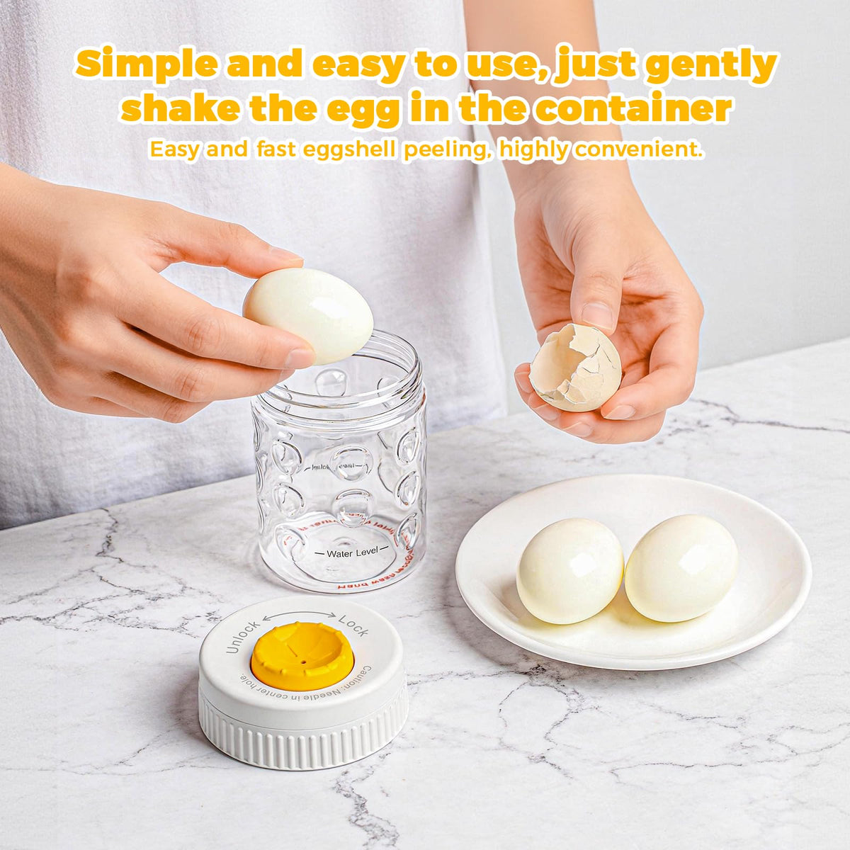 WhiteRhino egg peeler water level marks for quick checks