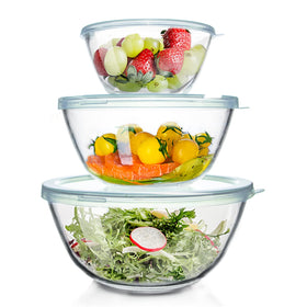 WhiteRhino glass mixing bowls set in 4.5 qt for large batches and easy prep
