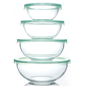 WhiteRhino glass mixing bowls 1qt with lid for prep and leftovers.