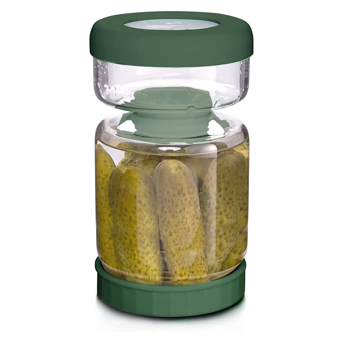 WhiteRhino Glass Pickle Jar 34oz seen with clear glass for fresh pickles and brine