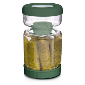 WhiteRhino Glass Pickle Jar 34oz seen with clear glass for fresh pickles and brine