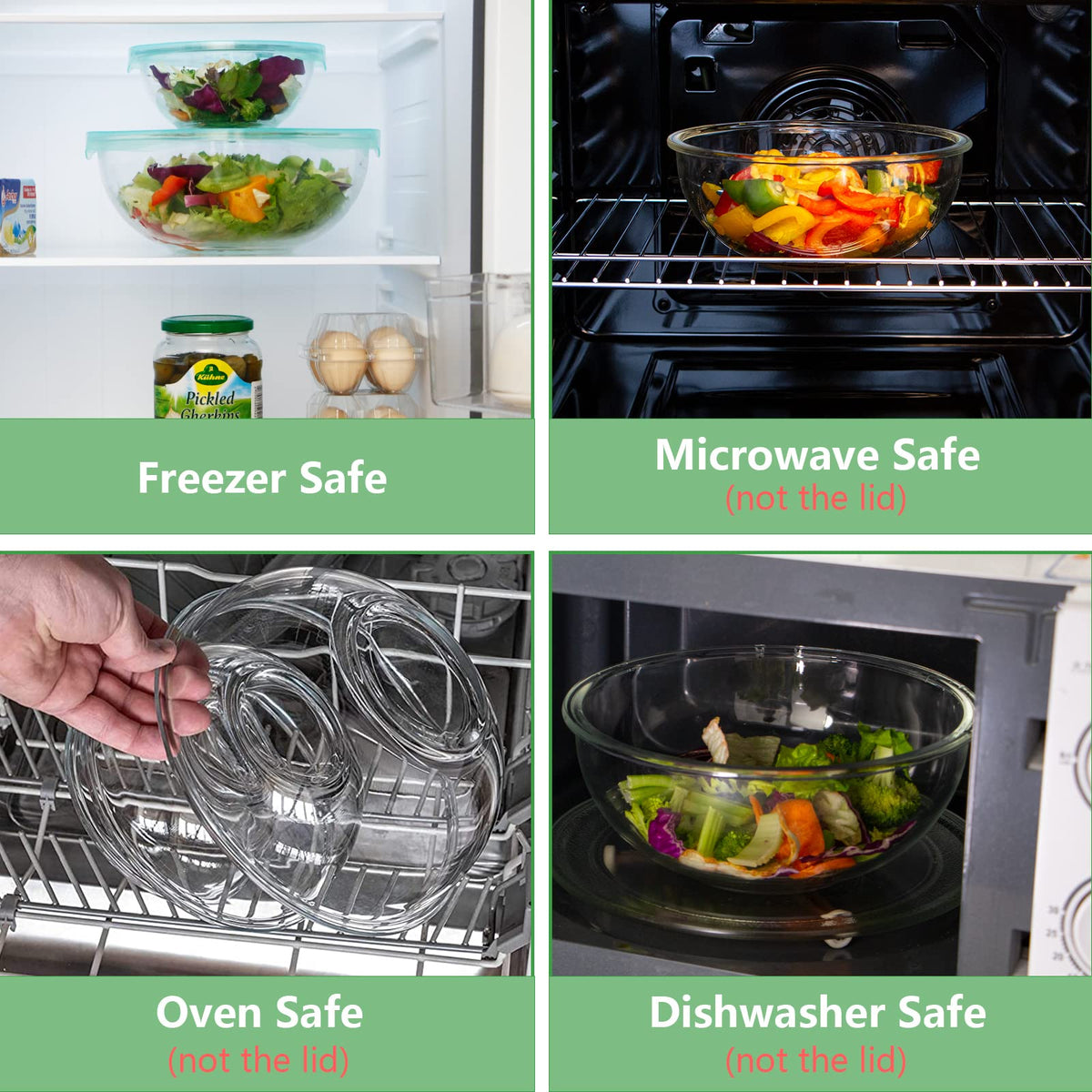 WhiteRhino glass bowls set keeps kitchen tidy and versatile for serving and storage.