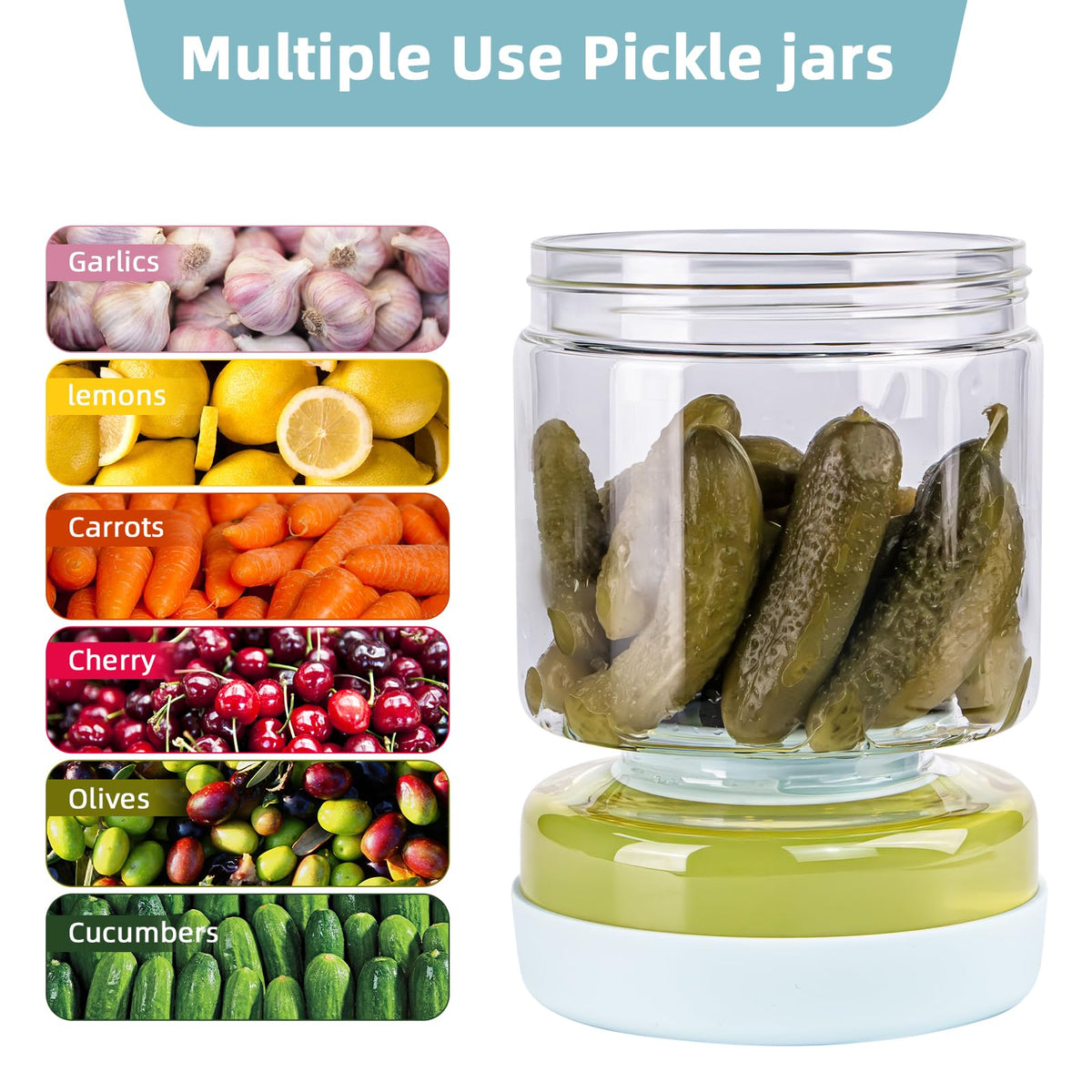 WhiteRhino large-capacity jar stores multiple pickle varieties without frequent refills.