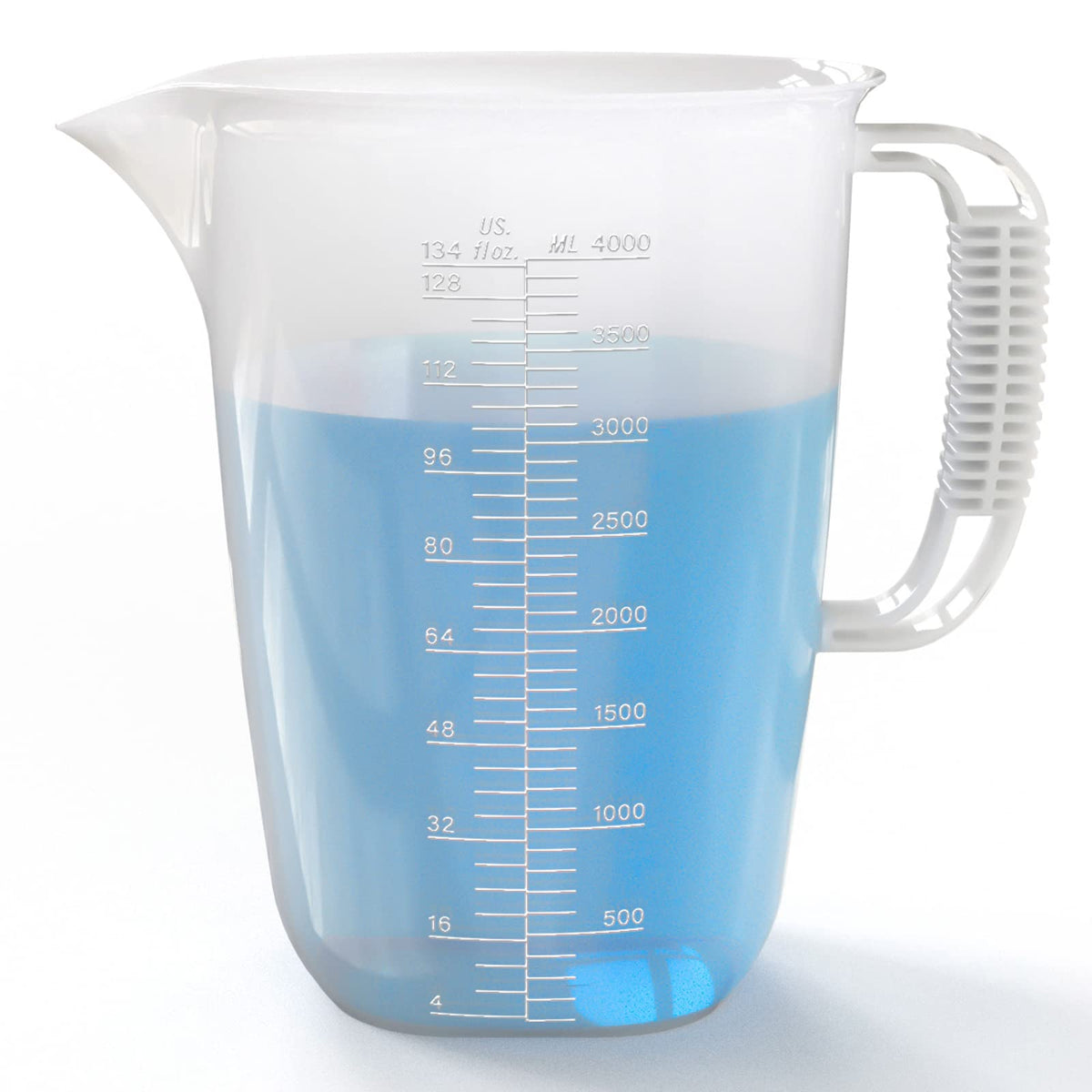 WhiteRhino one-gallon measuring pitcher with V-spout for precise, drip-free pouring at home