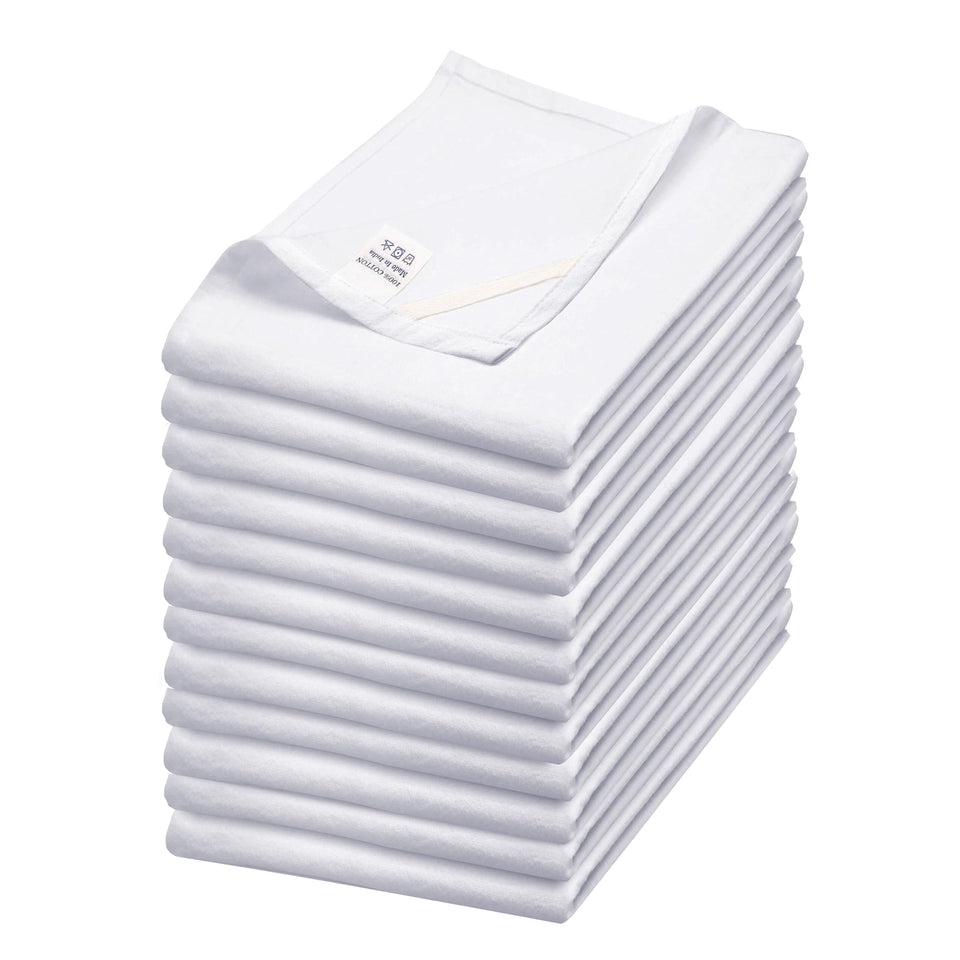 WhiteWrap flour sack towel close-up texture for premium absorbency and quick drying.