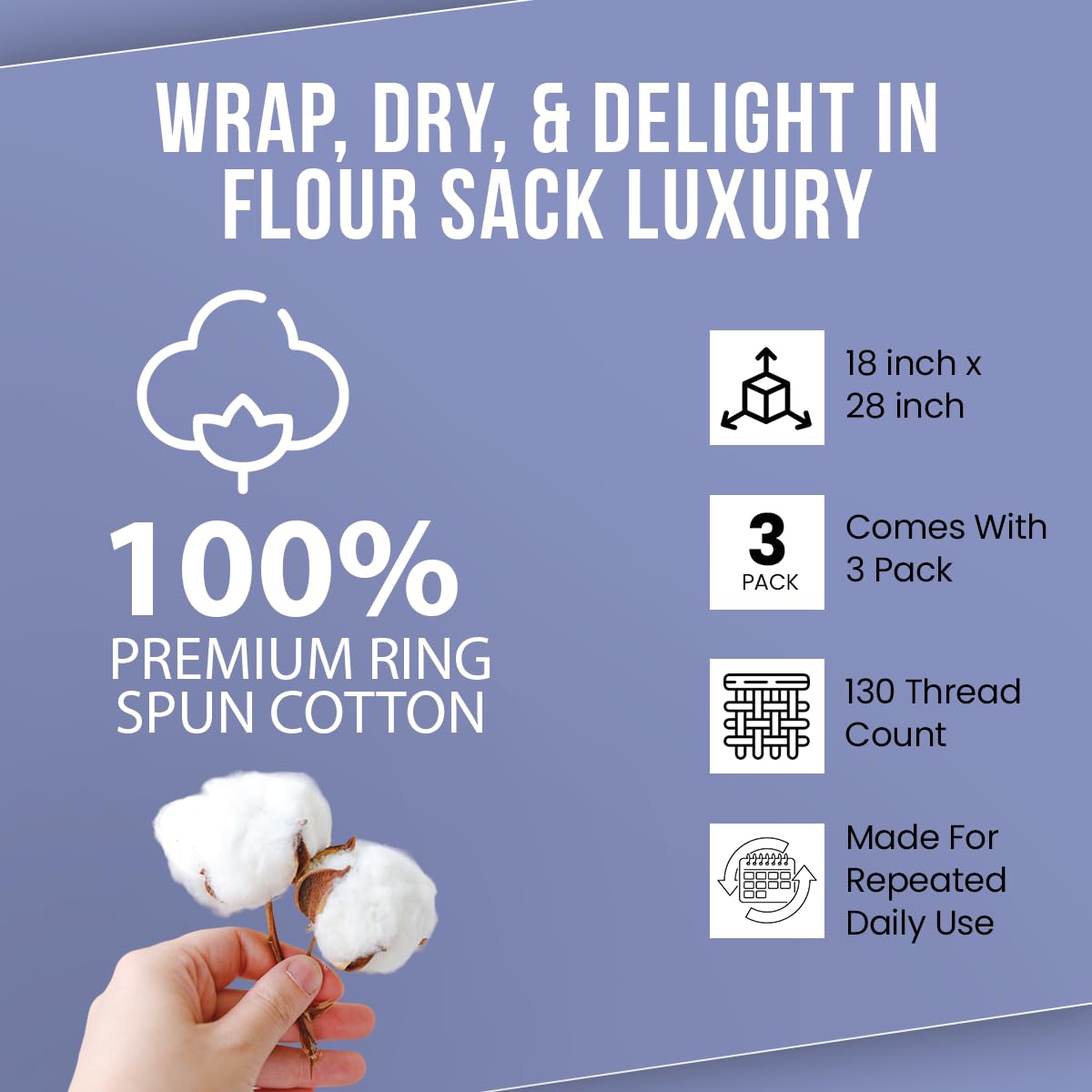 WhiteWrap Flour Sack Towels pack in a box, durable stitching visible