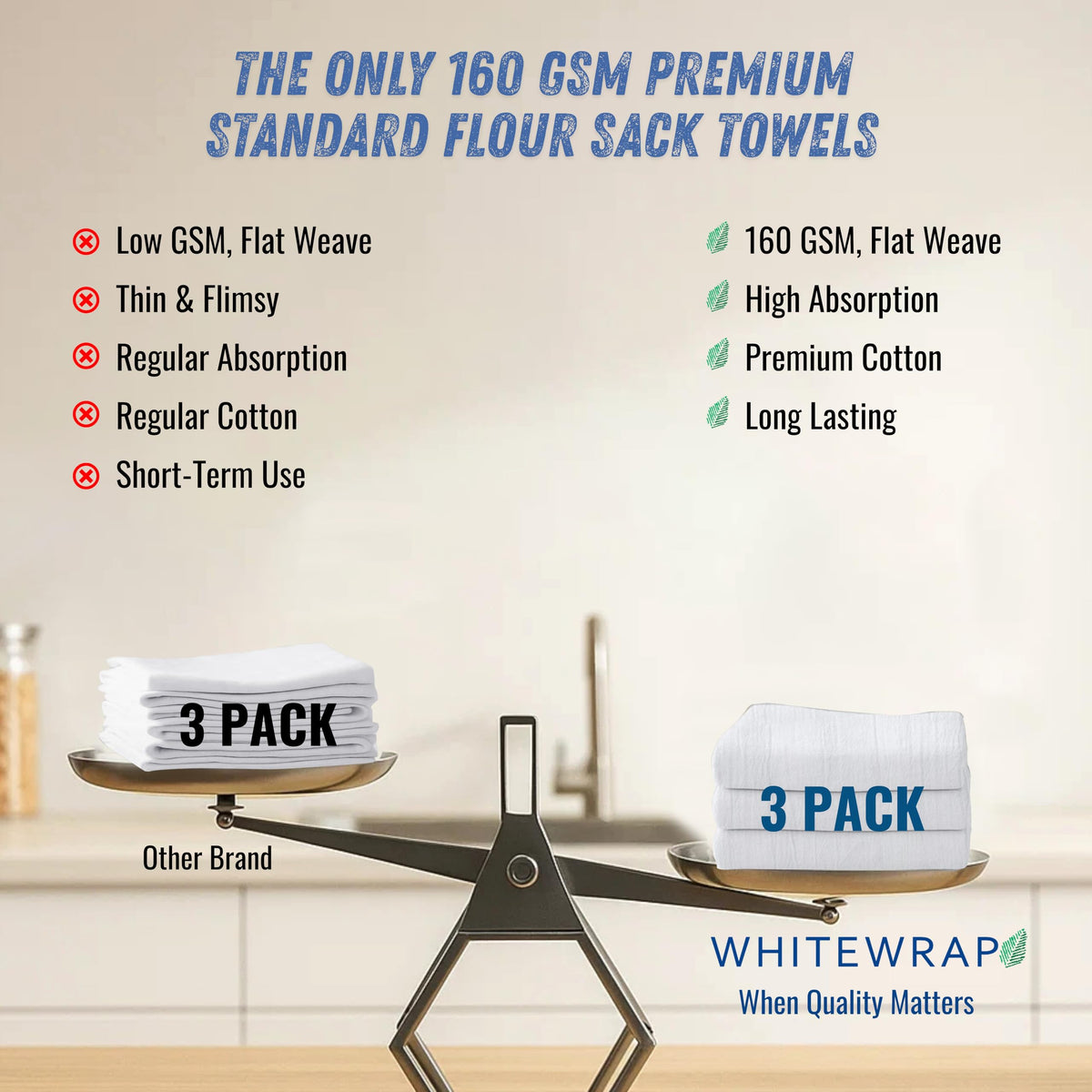 WhiteWrap Flour Sack Towels pre-washed fabric reduces shrinkage during washing