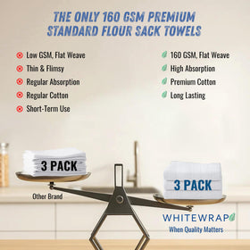 WhiteWrap Flour Sack Towels pre-washed fabric reduces shrinkage during washing