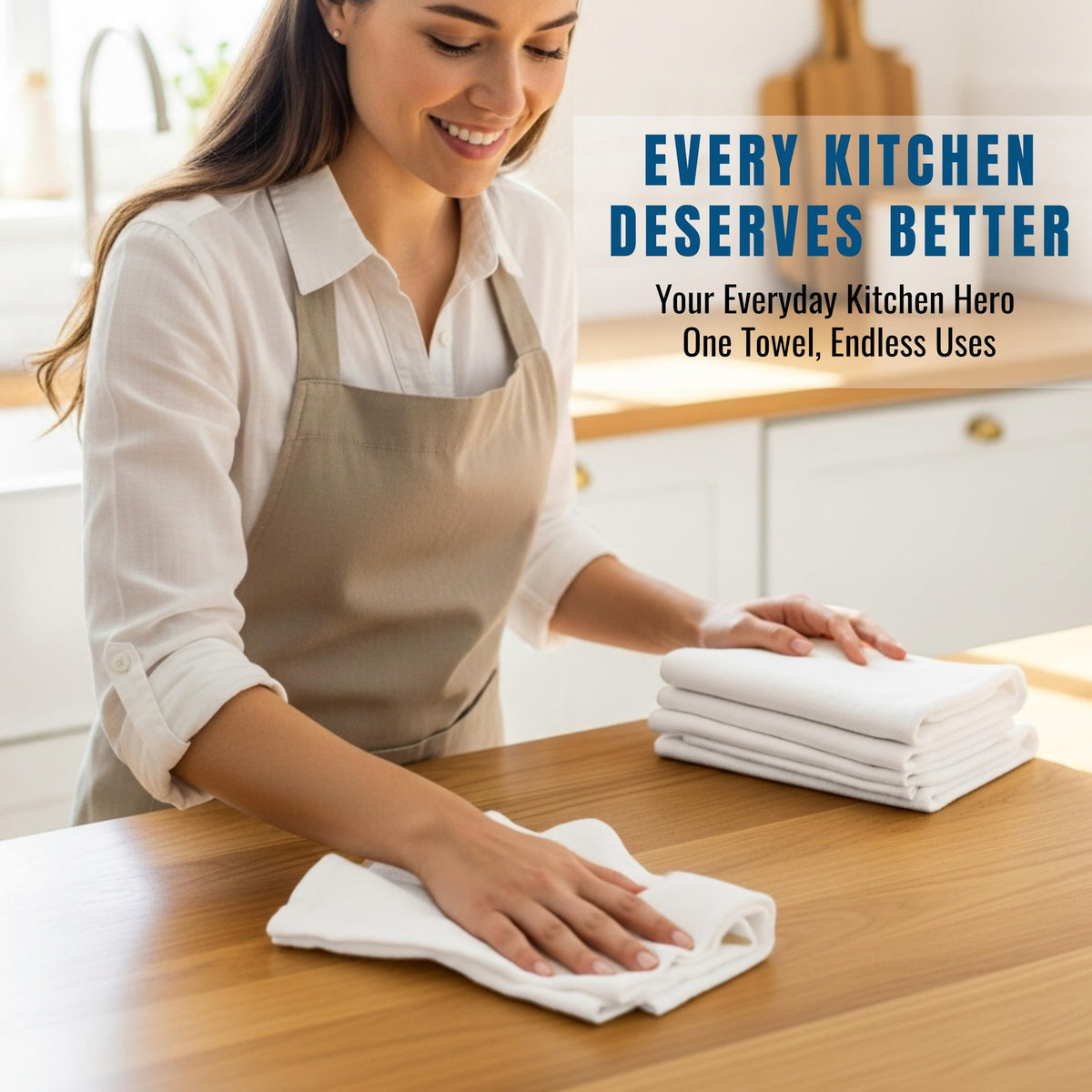 WHITEWRAP tea towel for crafts and kitchen use with quick-dry performance