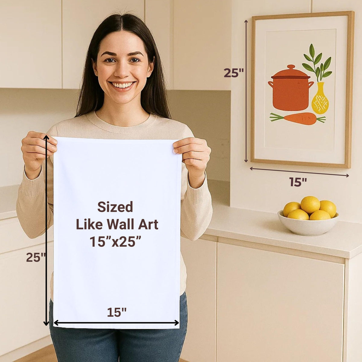 WhiteWrap tea towel in kitchen with glassware for lint-free drying.