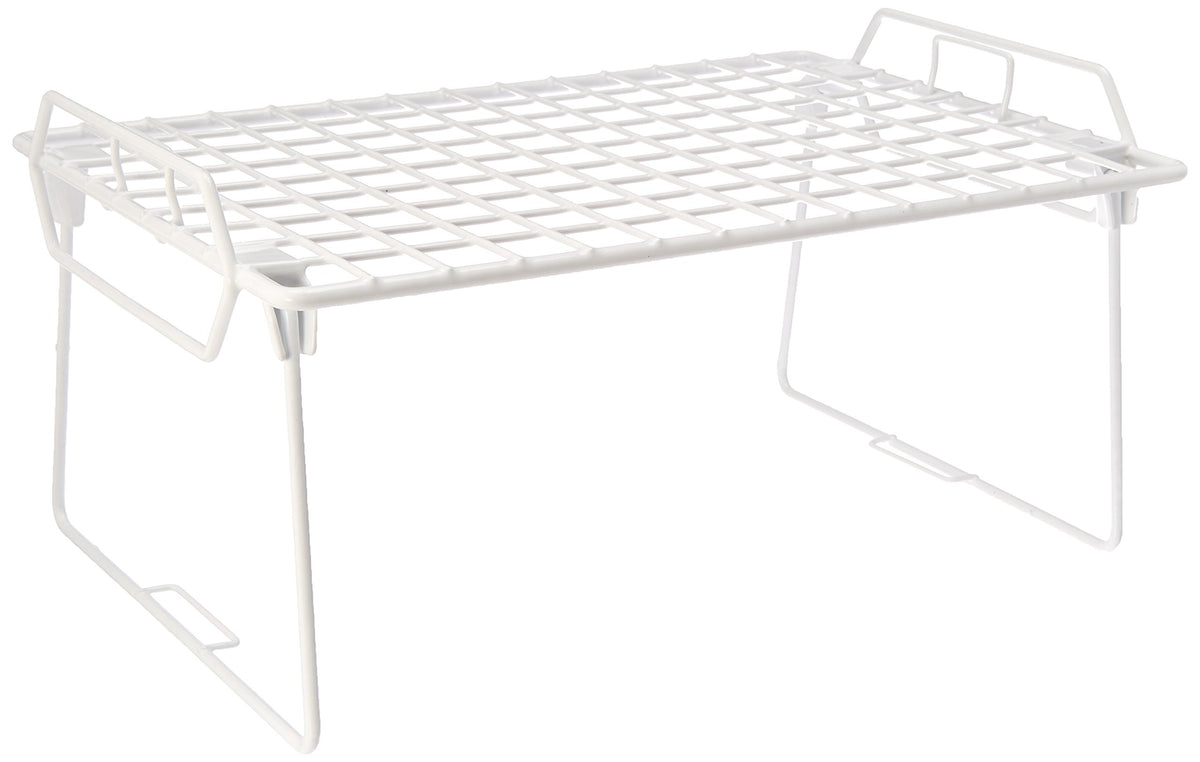 Whitmor Wire Grid Stacking Utility Shelf shown during assembly, adding kitchen storage.