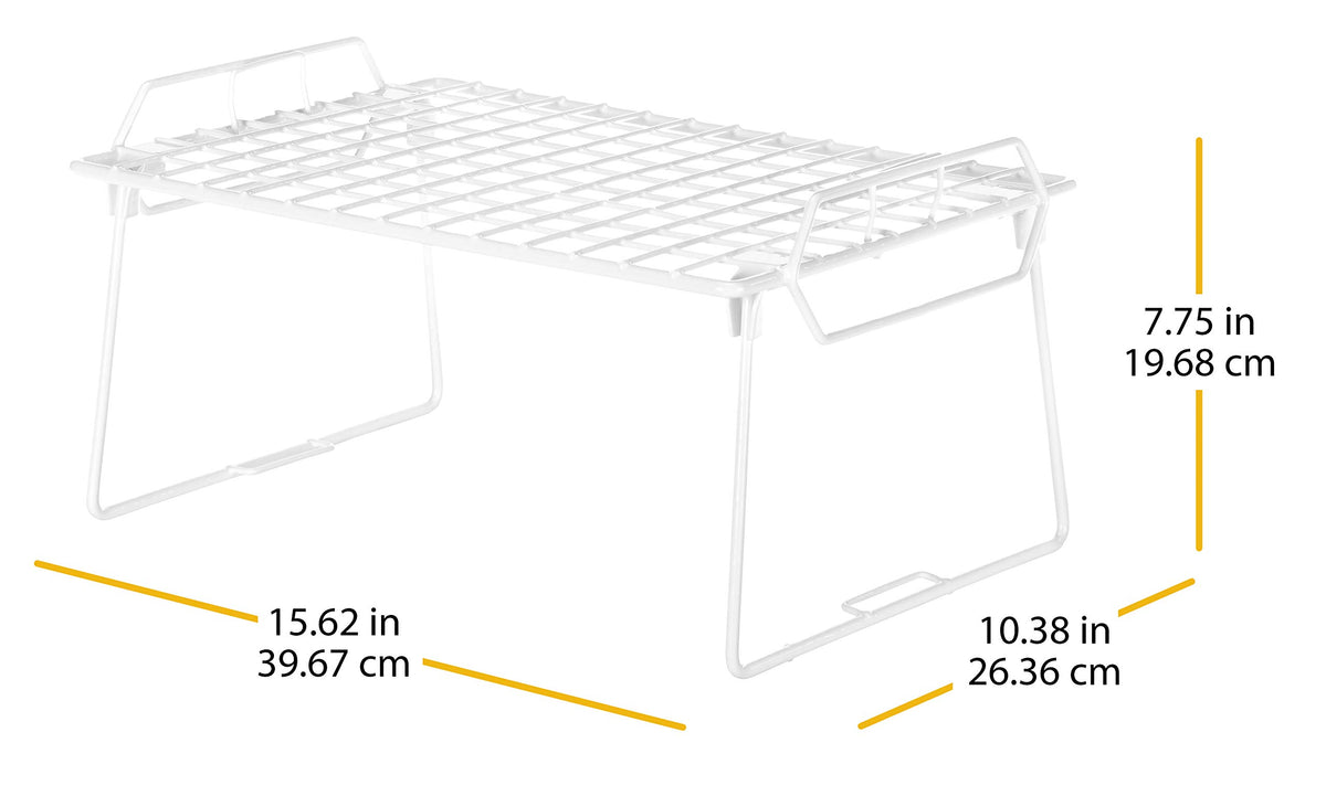 Whitmor Wire Grid Stacking Utility Shelf with multiple tiers for pantry organization.