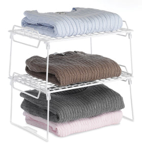 Whitmor Wire Grid Stacking Utility Shelf on a home office desk for documents.