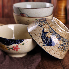WHJY hand-painted floral bowl close-up highlighting glaze detail