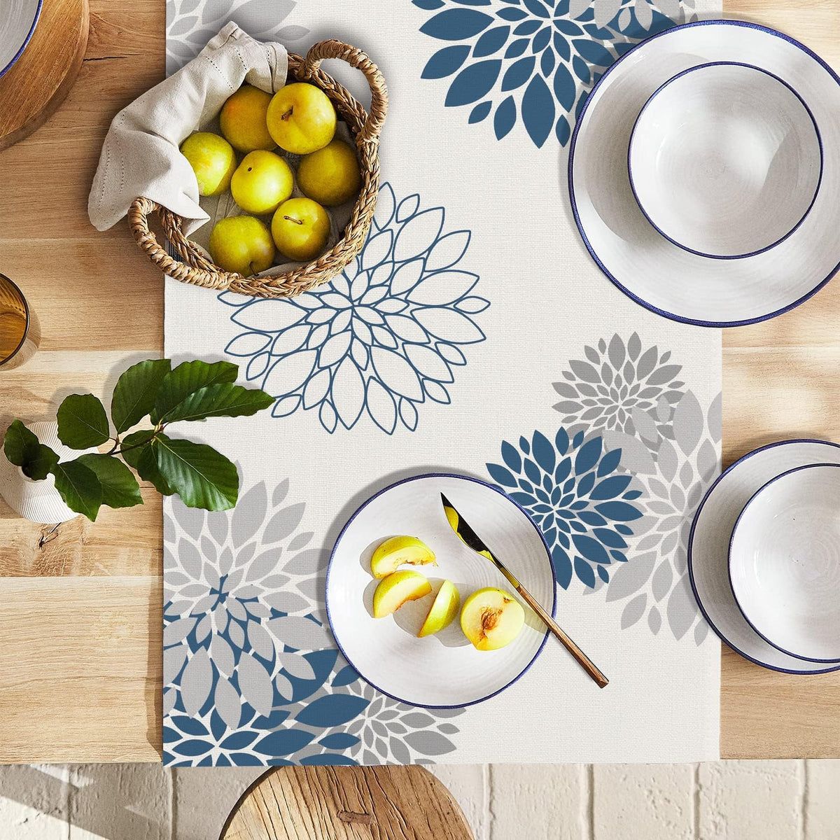 WHOMEAF 13x48-inch runner displayed with centerpieces for cozy dining