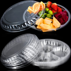 WHQXFDZ 12-pack round veggie tray with lids for organized party platters
