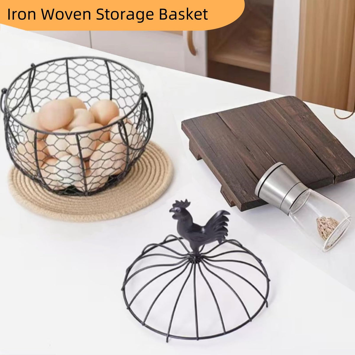 WHXZNJGN rooster-lid adds rustic charm and covers contents.