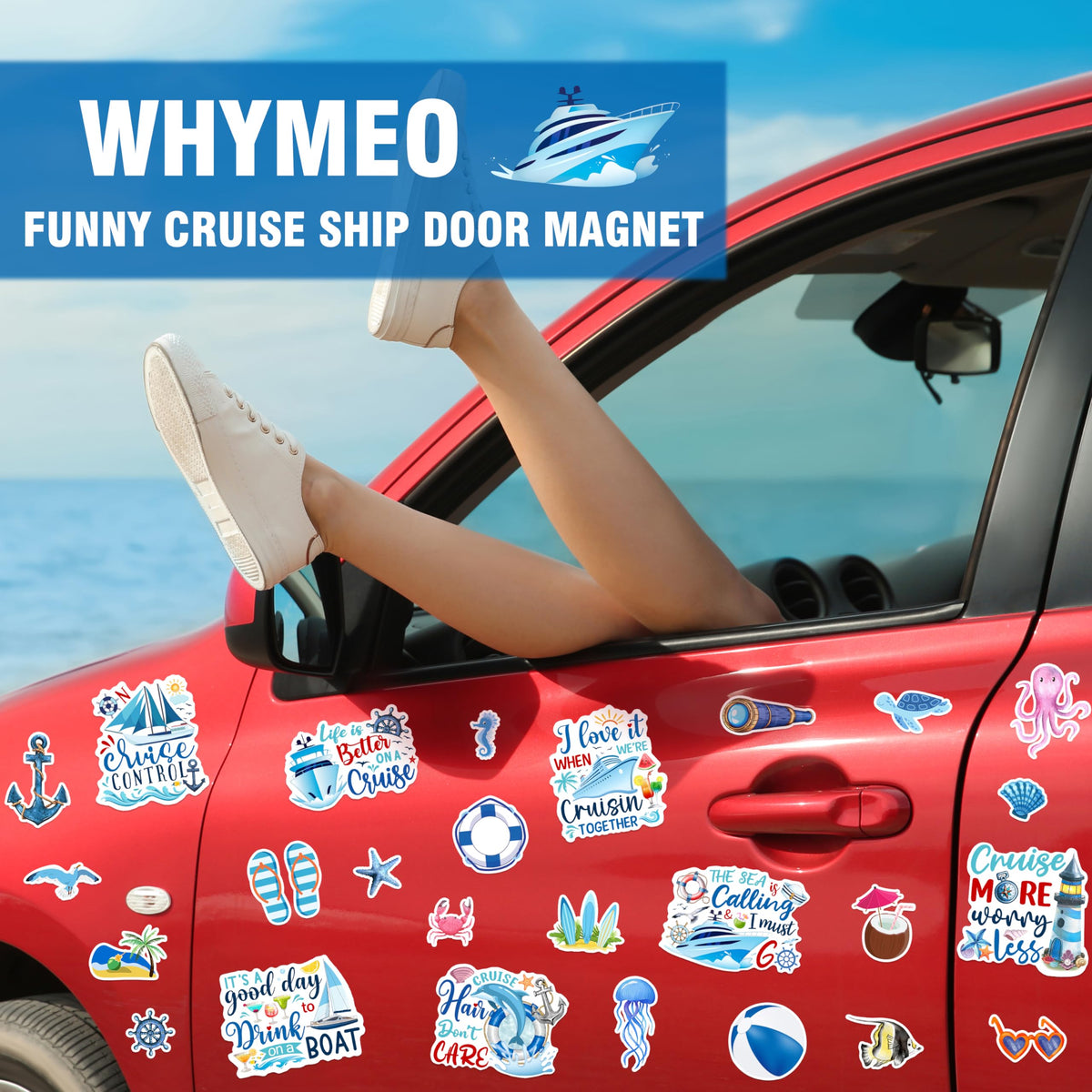 WHYMEO car decor magnets create portable cruise-inspired decoration on metal surfaces.