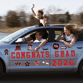 WHYMEO graduation cap shapes decorate vehicles or doors for Class of 2026.