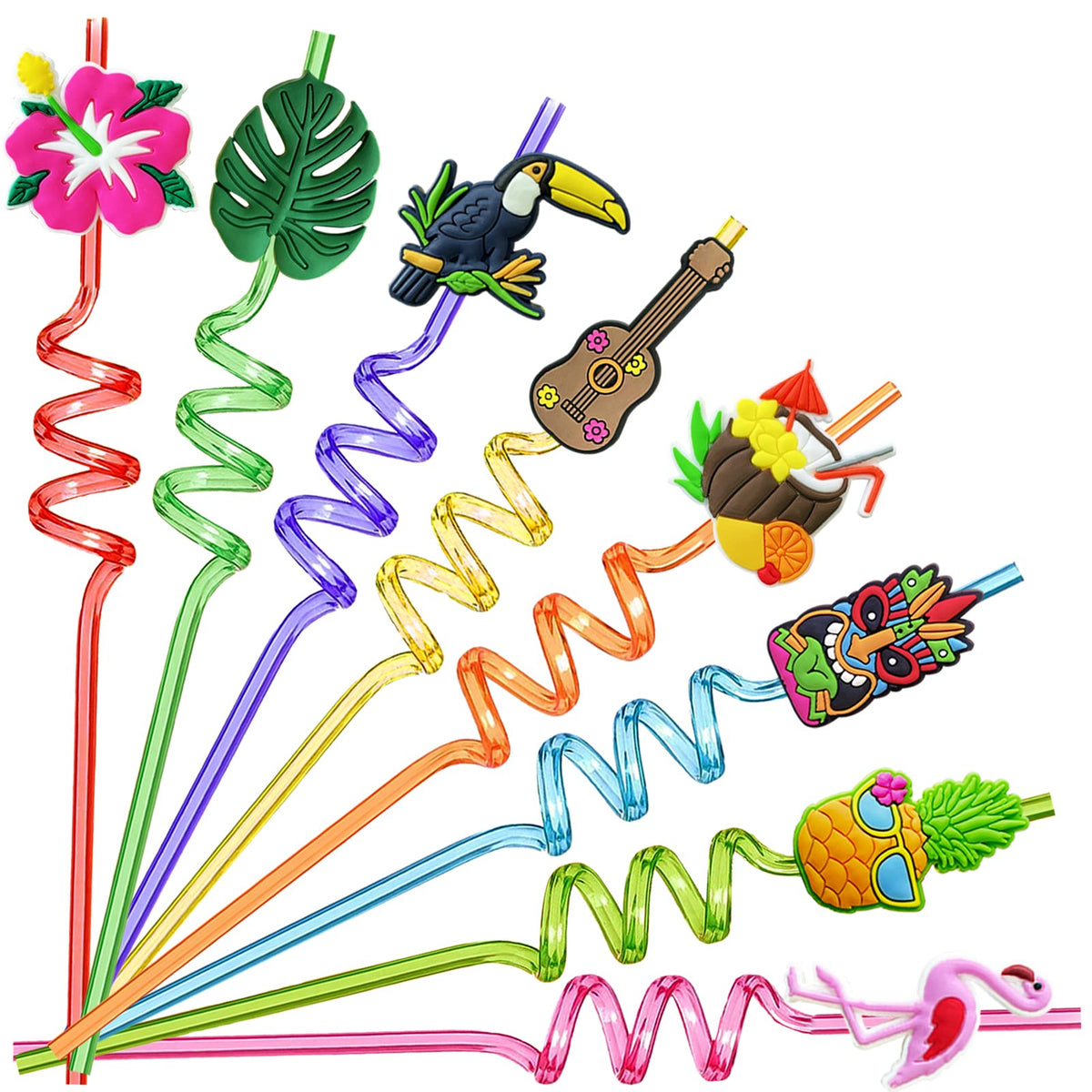 WHYMEO Hawaiian luau straw with removable pattern for customizable tropical drinks.