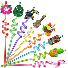 WHYMEO Hawaiian luau straw with removable pattern for customizable tropical drinks.