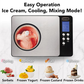 Whynter ICM-200LS 2.1-quart capacity supports larger batches for gatherings.