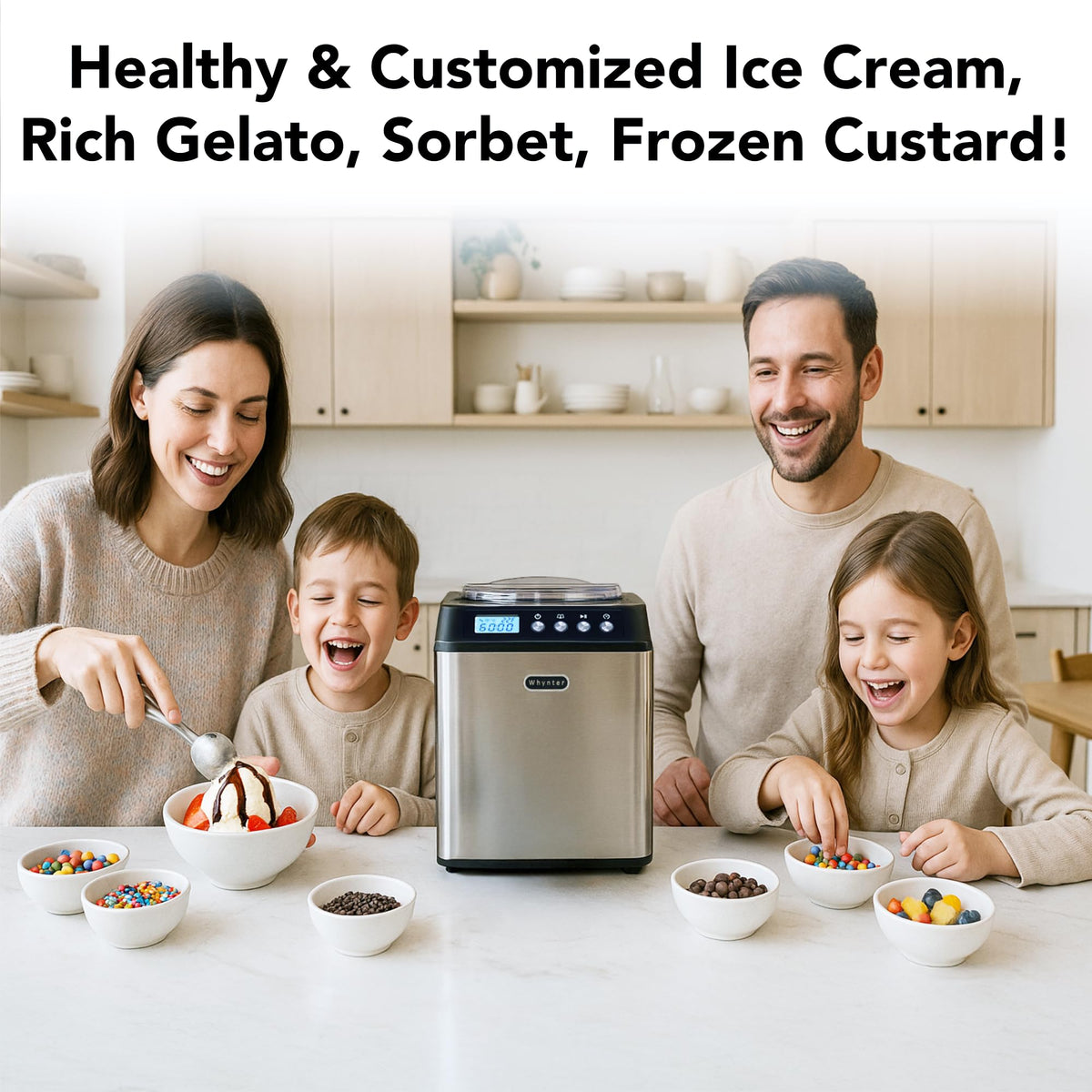 Ice cream scoop included for serving guests straight from the machine