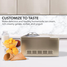 Whynter ICM-220CGY accessories with BPA-free churn blade and scoop.