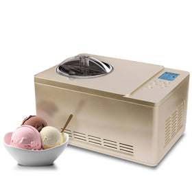 Whynter ICM-220CGY ice cream maker front view in champagne gold, ideal for entertaining at home.
