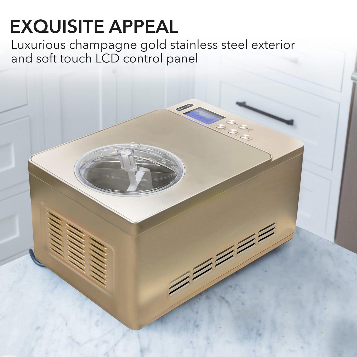 Whynter ICM-220CGY removable stainless bowl for easy cleaning and serving.