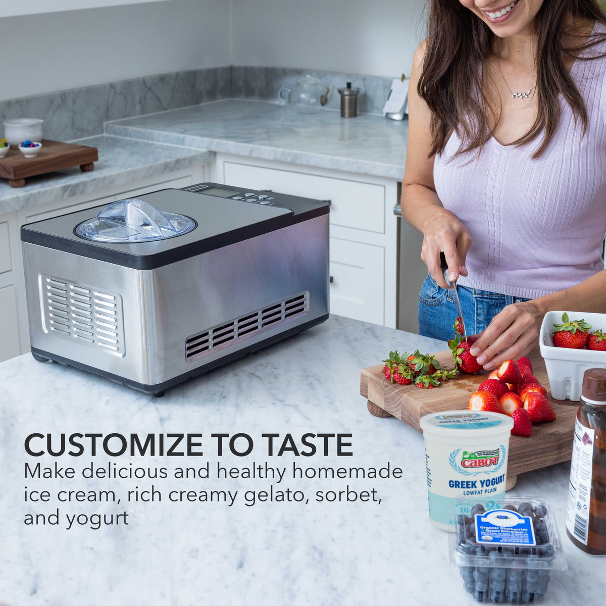Whynter ICM-220SSY 2-quart capacity for party-sized frozen treats.