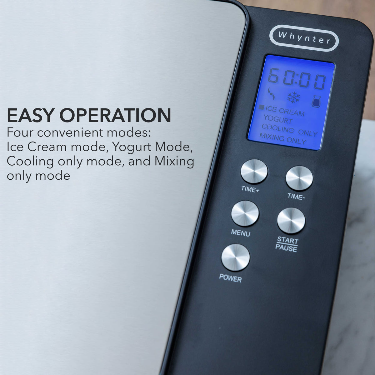Whynter ICM-220SSY yogurt function allows fresh homemade yogurt.