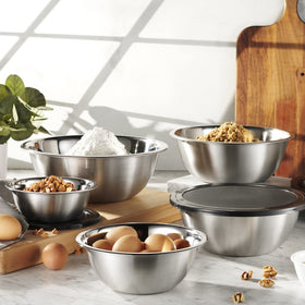 WHYSKO deep bowls with smooth interior protect utensils during mixing.