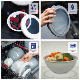 Earth-tone WHYSKO bowls add style when serving salads or snacks.