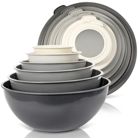 WHYSKO mixing bowl set with six sizes and lids for versatile prep and storage.