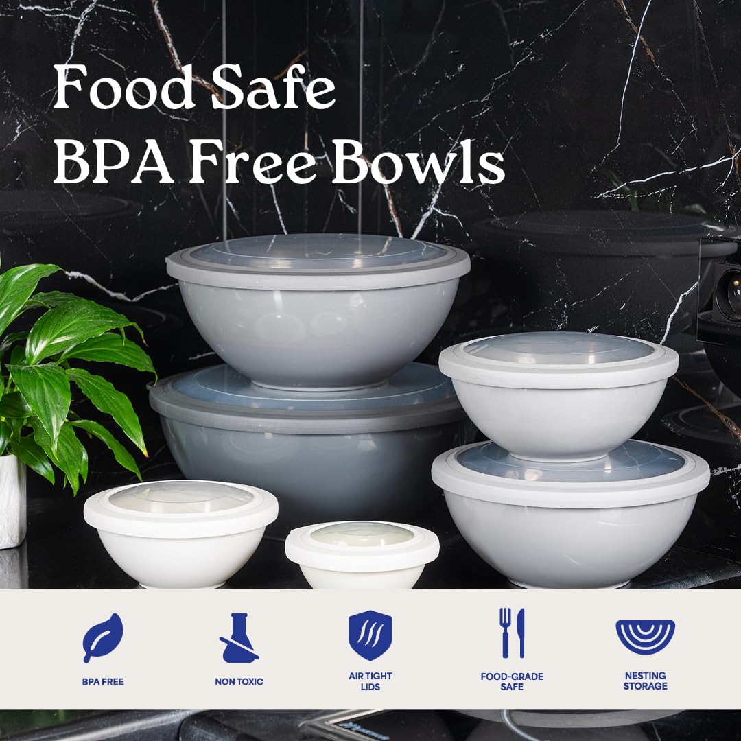 BPA-free polypropylene WHYSKO bowls offer durability for everyday cooking tasks.