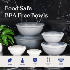 BPA-free polypropylene WHYSKO bowls offer durability for everyday cooking tasks.