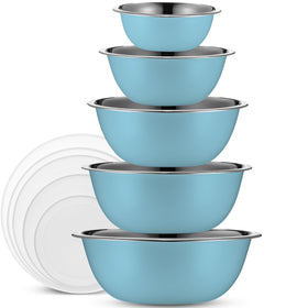 WHYSKO bowls set with lids in light blue for versatile kitchen prep