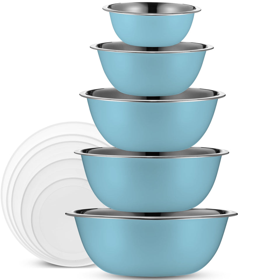 WHYSKO bowls set with lids in light blue for versatile kitchen prep