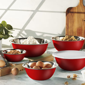 WHYSKO stainless steel bowls shown in a dishwasher-safe setup
