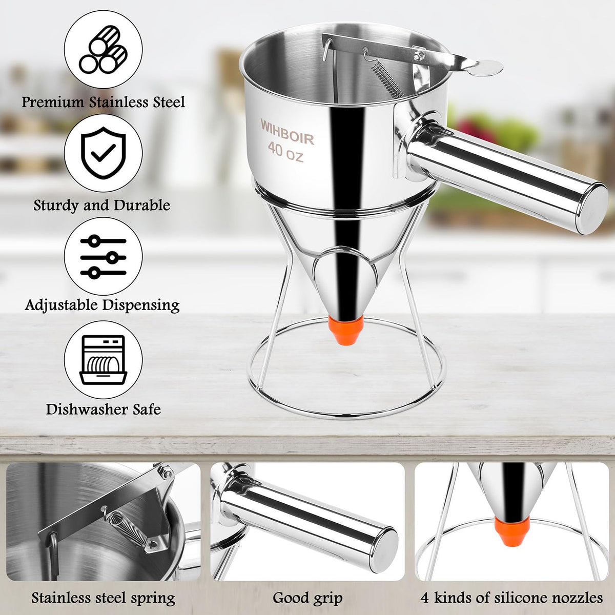 WIHBOIR nozzle set provides versatile batter sizes for recipes