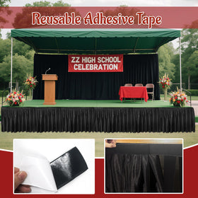Wibeelee black stage skirt draped over a hockey table for a professional look.