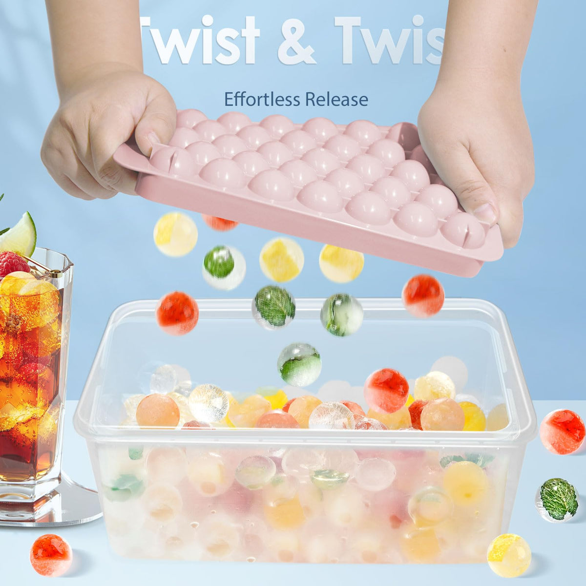 WIBIMEN compact stackable ice tray saves fridge space and cools drinks quickly.
