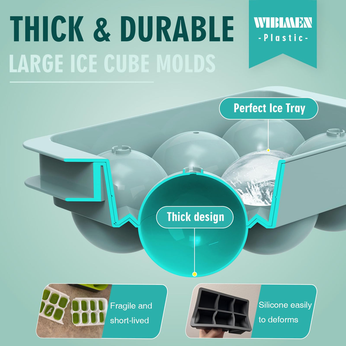 WIBIMEN conical bump creates perfectly rounded ice spheres every time