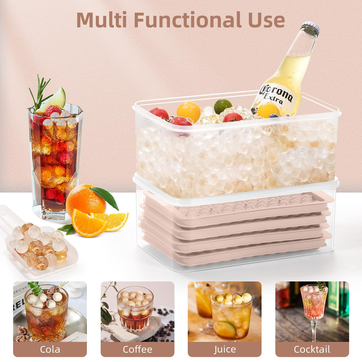WIBIMEN ice cubes in a coffee glass for a smooth chill.