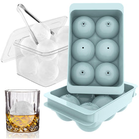 WIBIMEN large ice cube molds in blue, two-pack for quick, even-filled ice spheres