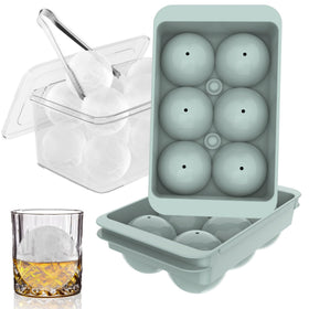 WIBIMEN large blue ice cube molds two-pack with closed lid for easy filling